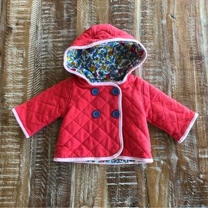 *SOLD* Baby Boden floral lined hooded quilted jersey jacket